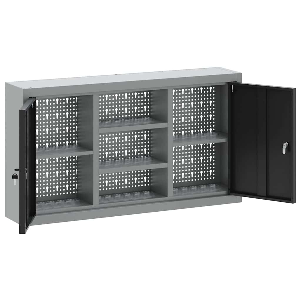 Mobile per attrezzi con blocco Nero e Grigio 100 x 20 x 55 cm | homemem39