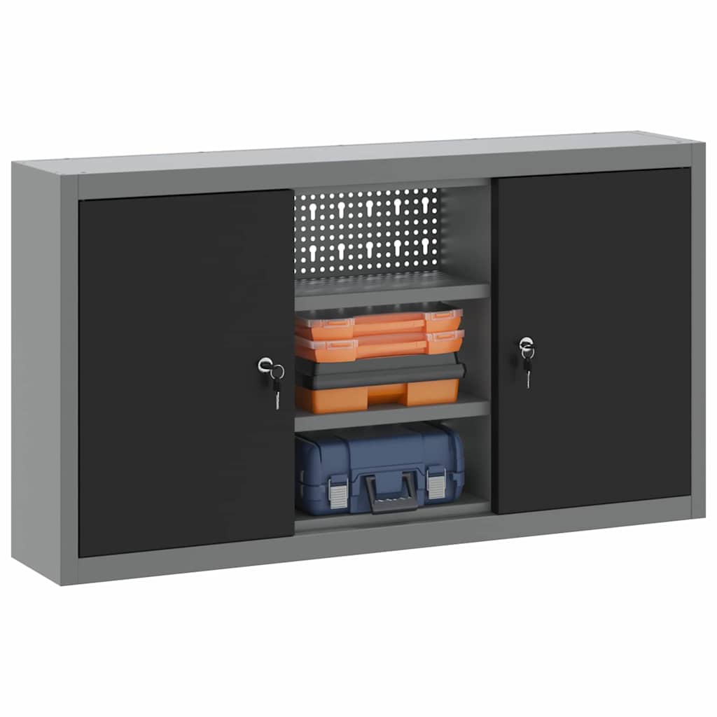 Mobile per attrezzi con blocco Nero e Grigio 100 x 20 x 55 cm | homemem39