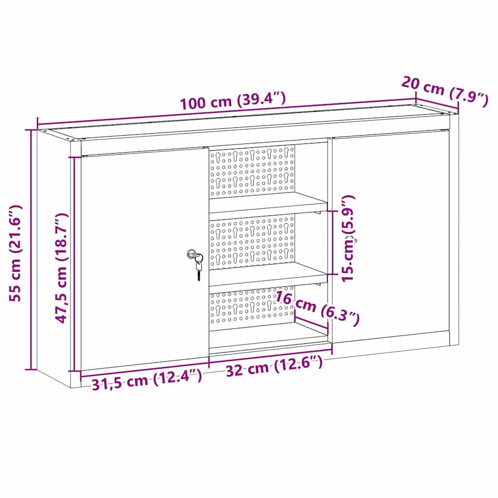 Mobile per attrezzi con blocco Nero e Grigio 100 x 20 x 55 cm | homemem39