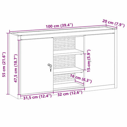 Mobile per attrezzi con blocco Nero e Grigio 100 x 20 x 55 cm | homemem39