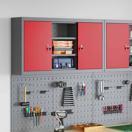 Mobile per attrezzi con blocco Rosso e Grigio 100 x 20 x 55 cm | homemem39
