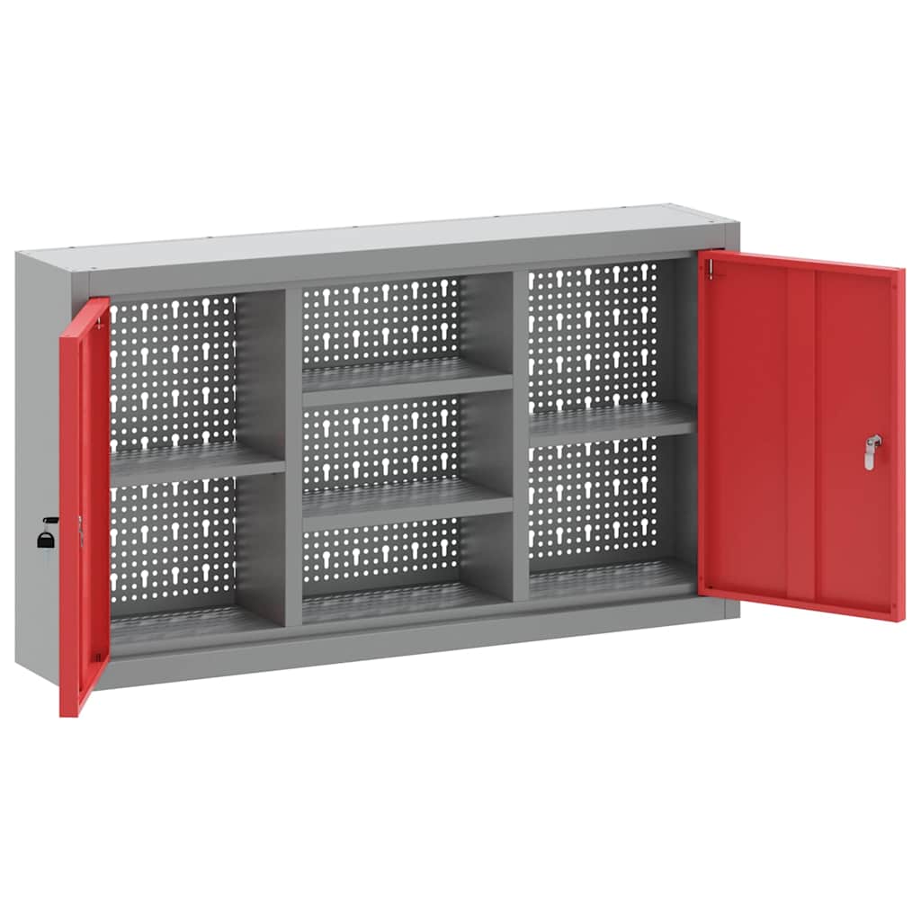 Mobile per attrezzi con blocco Rosso e Grigio 100 x 20 x 55 cm | homemem39