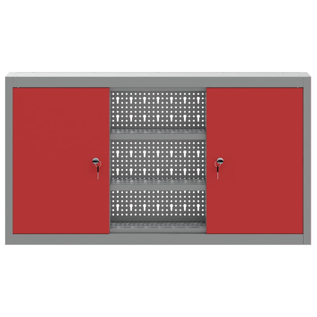 Mobile per attrezzi con blocco Rosso e Grigio 100 x 20 x 55 cm | homemem39