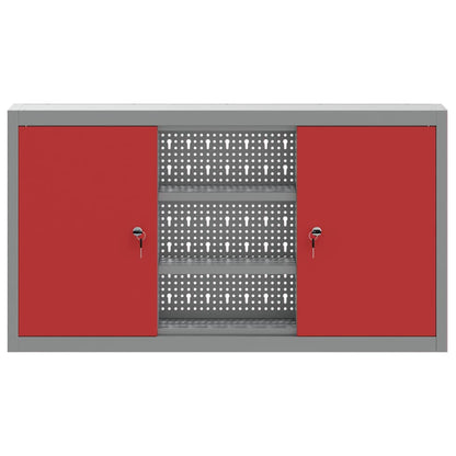 Mobile per attrezzi con blocco Rosso e Grigio 100 x 20 x 55 cm | homemem39