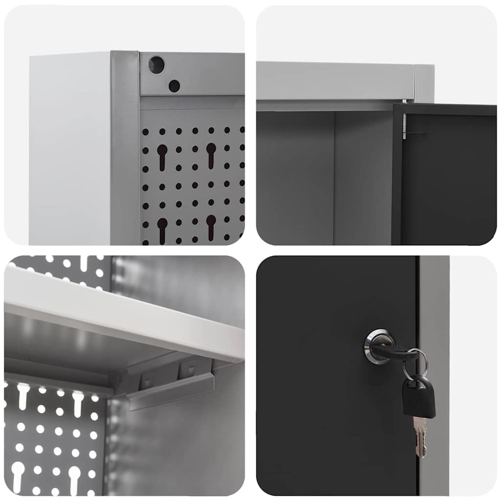 Mobile per attrezzi con blocco Nero e Grigio 150 x 20 x 55 cm | homemem39