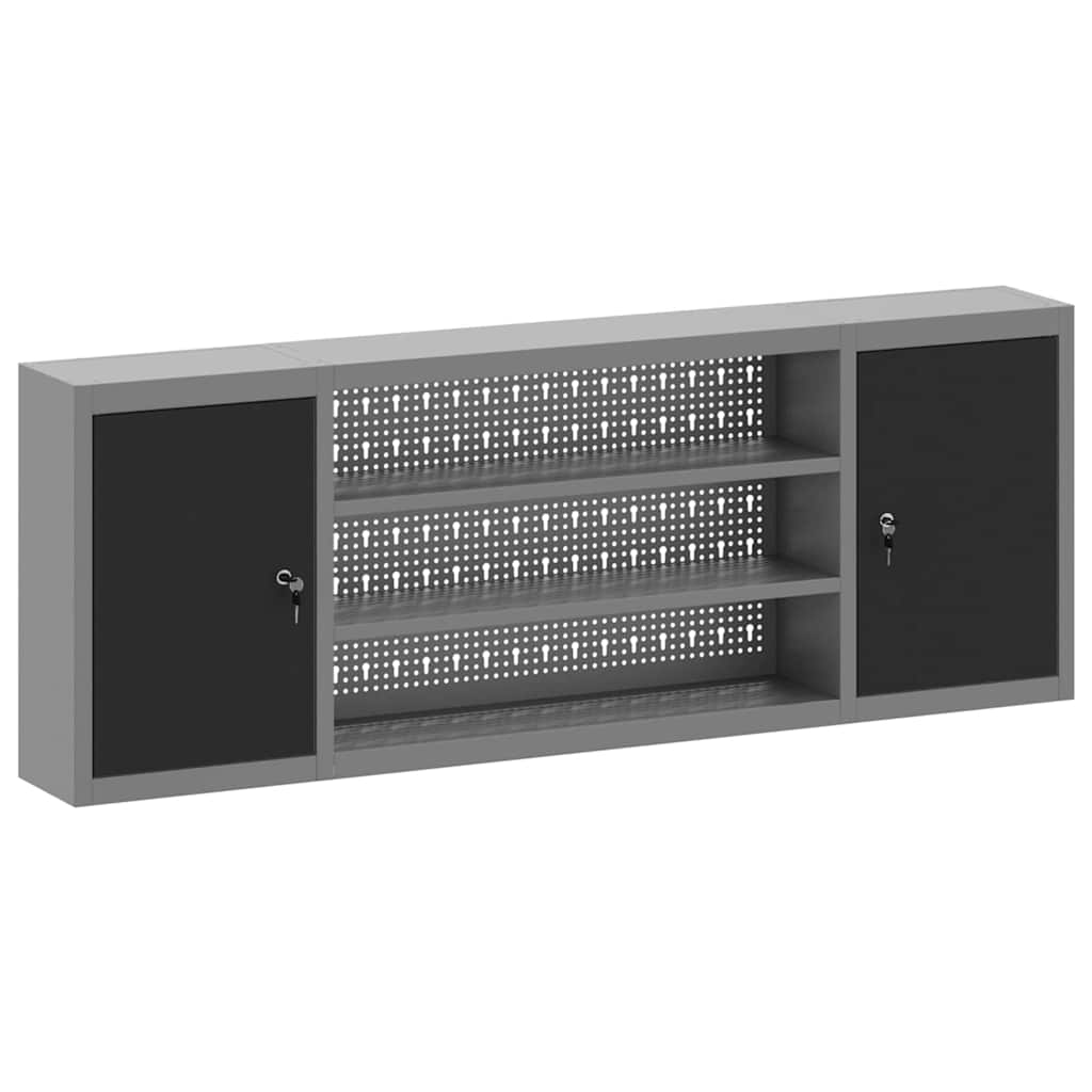 Mobile per attrezzi con blocco Nero e Grigio 150 x 20 x 55 cm | homemem39