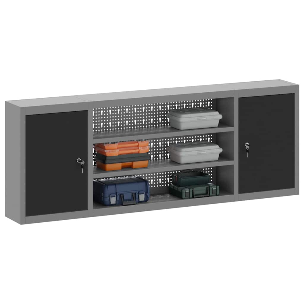 Mobile per attrezzi con blocco Nero e Grigio 150 x 20 x 55 cm | homemem39