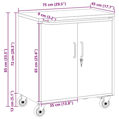 Banco da lavoro con lo scaffale Nero e Grigio 75 x 45 x 85 cm | homemem39