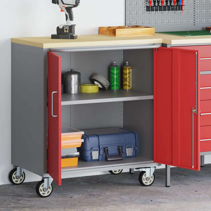 Banco da lavoro con lo scaffale Rosso e Grigio 75 x 45 x 85 cm | homemem39