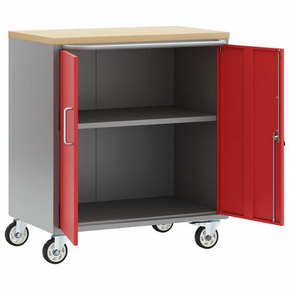 Banco da lavoro con lo scaffale Rosso e Grigio 75 x 45 x 85 cm | homemem39