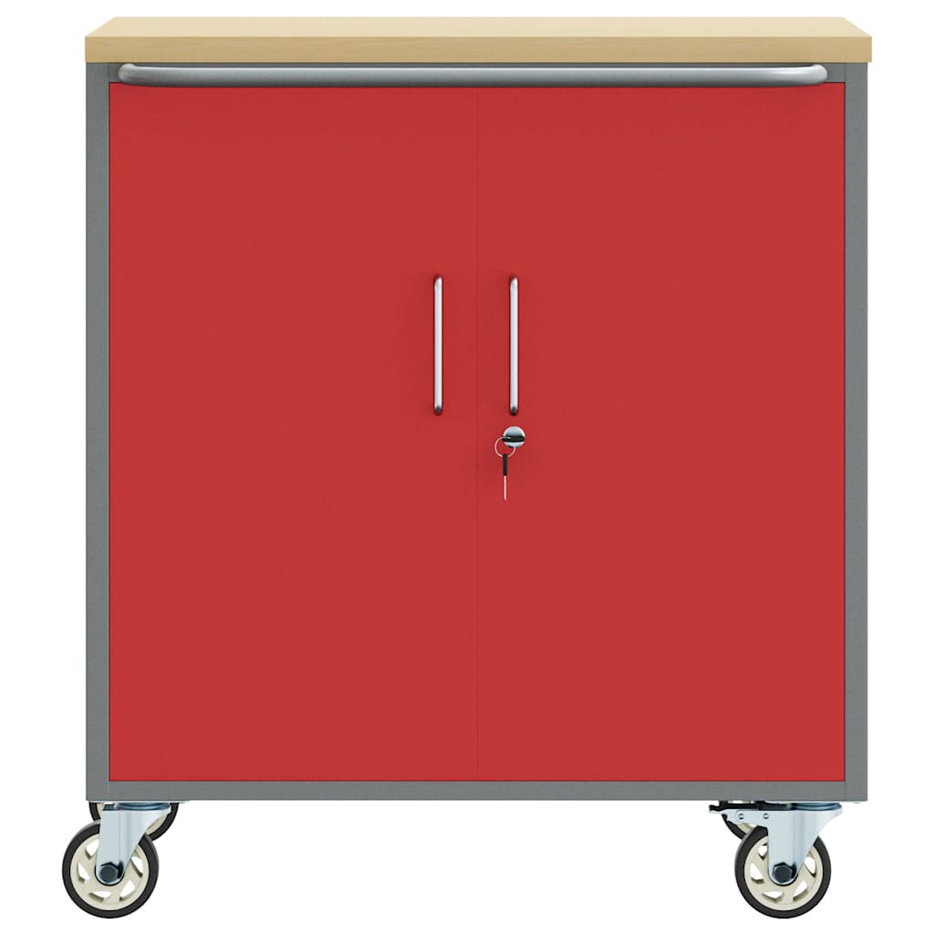 Banco da lavoro con lo scaffale Rosso e Grigio 75 x 45 x 85 cm | homemem39