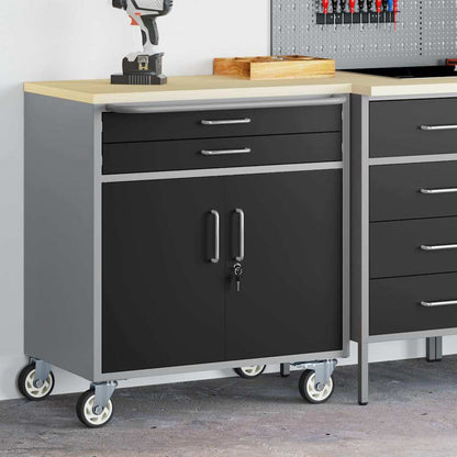 Carrello da lavoro a rulli Nero e Grigio 75 x 45 x 85 cm