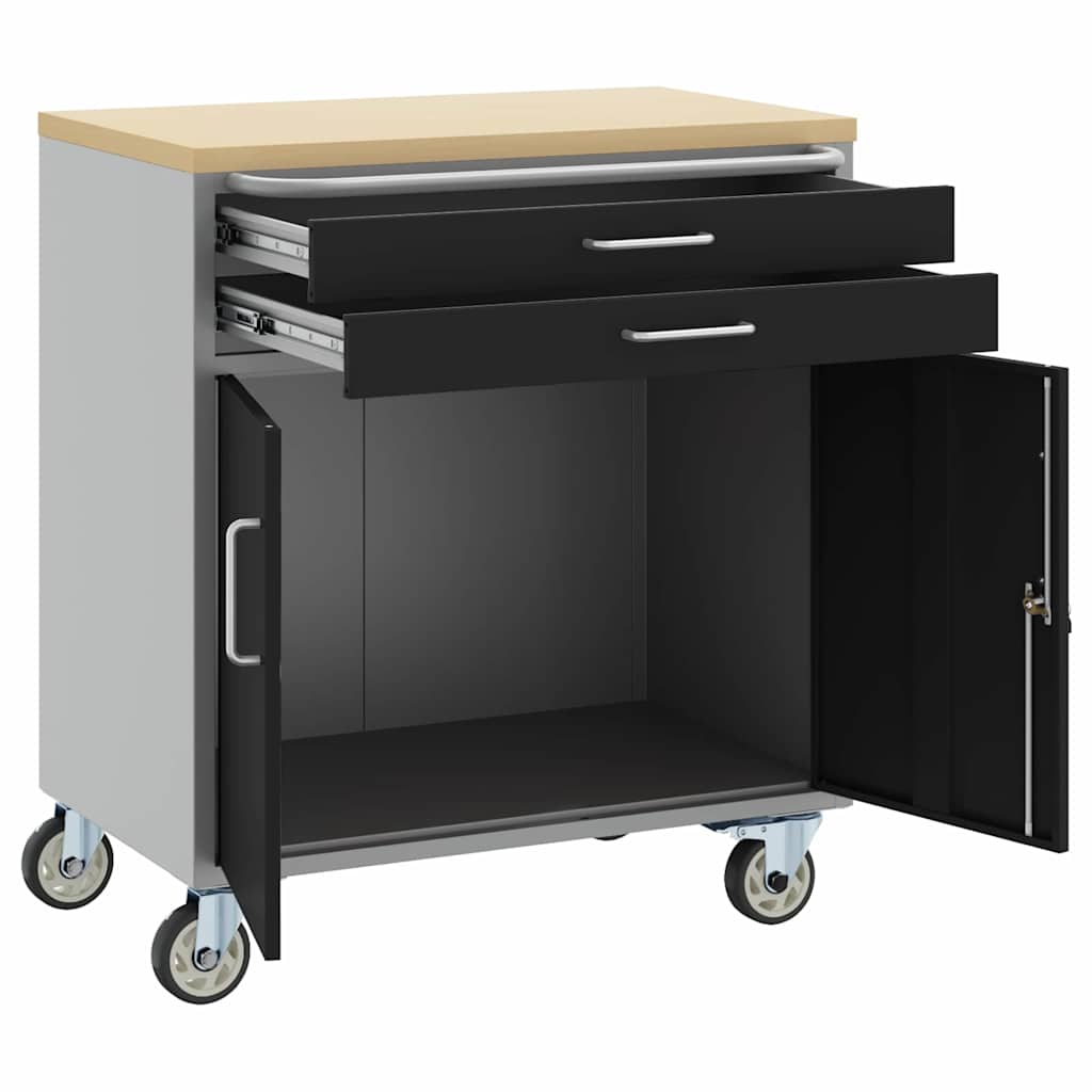 Banco da lavoro con cassetto Nero e Grigio 75 x 45 x 85 cm | homemem39
