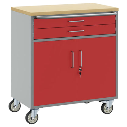 Banco da lavoro con cassetto Rosso e Grigio 75 x 45 x 85 cm | homemem39