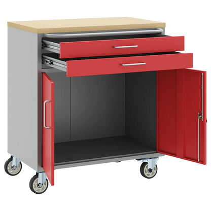 Banco da lavoro con cassetto Rosso e Grigio 75 x 45 x 85 cm | homemem39