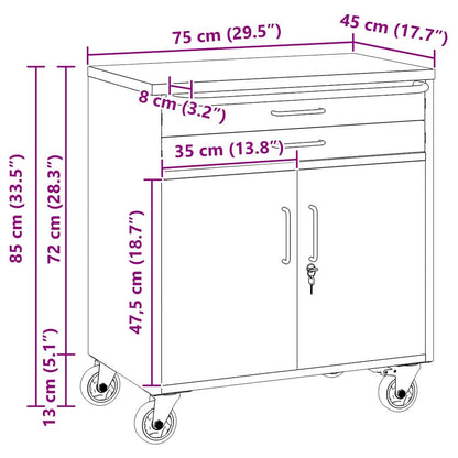 Banco da lavoro con cassetto Rosso e Grigio 75 x 45 x 85 cm | homemem39