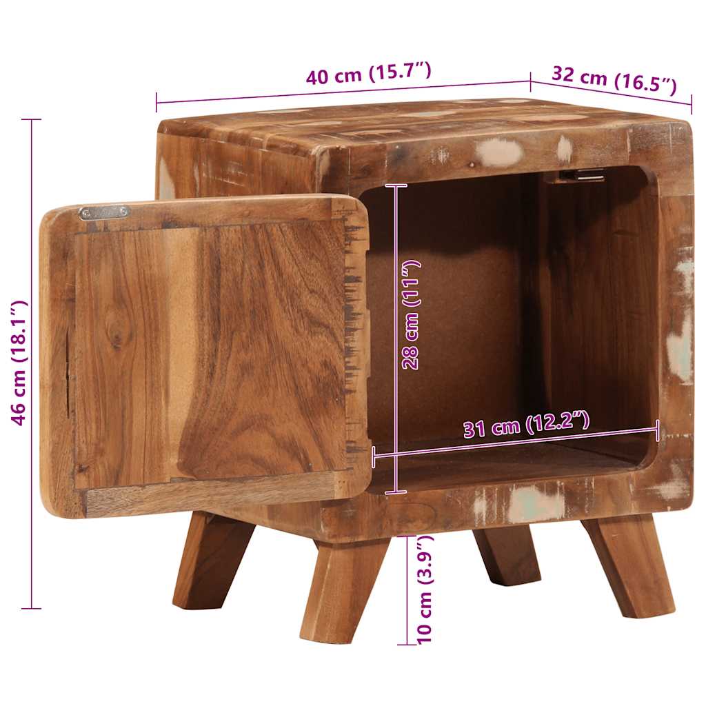 Comodino 40x32x46 cm in Legno Massello di Recupero | homemem39
