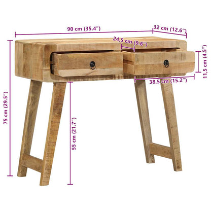 Tavolo Consolle 90x32x75 cm in Legno Massello di Mango Grezzo | homemem39