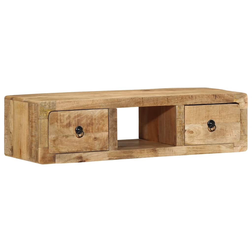 Mobile TV a Parete 100x32x25 cm Legno Grezzo Massello di Mango | homemem39