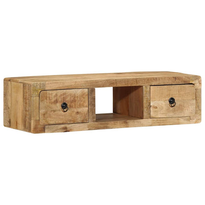 Mobile TV a Parete 100x32x25 cm Legno Grezzo Massello di Mango | homemem39