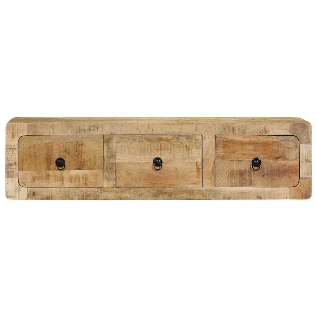 Mobile TV a Parete 100x32x25 cm Legno Grezzo Massello di Mango - homemem39