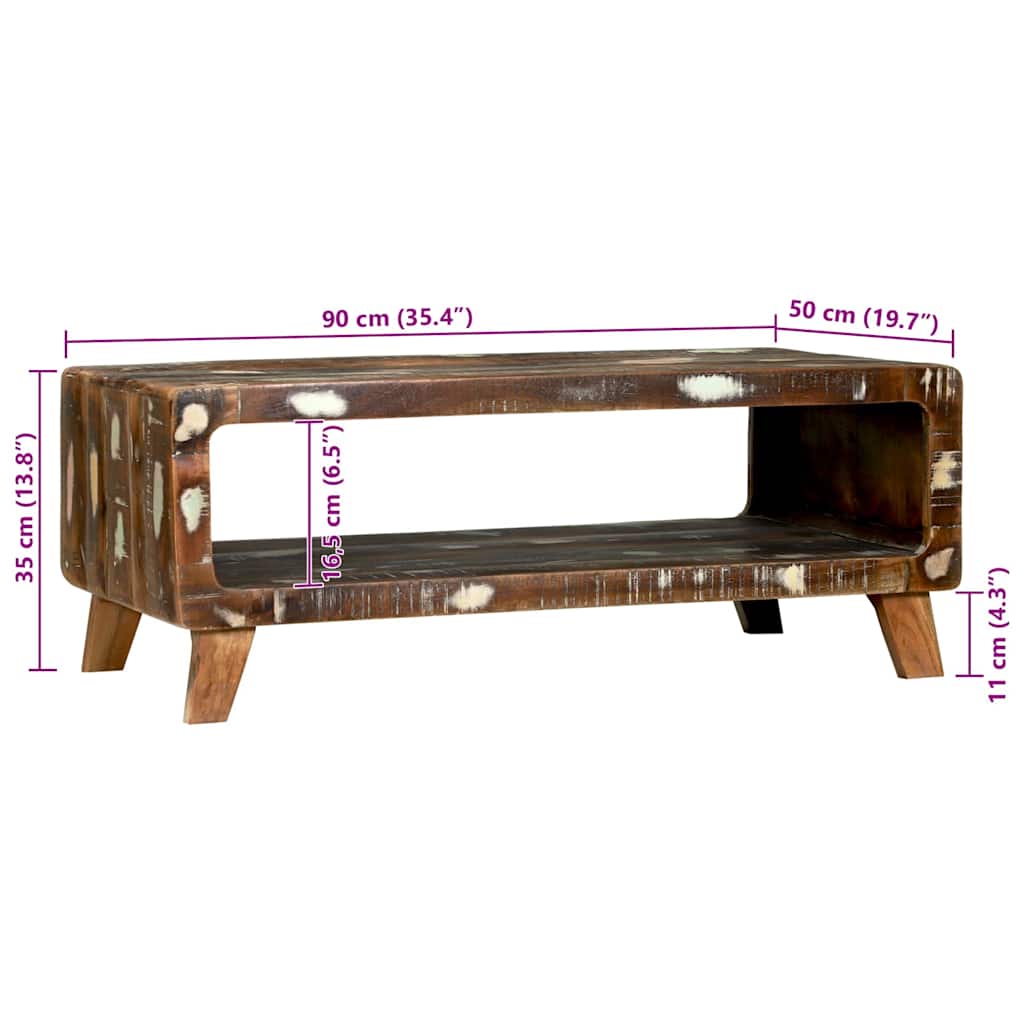Tavolino da salotto 90 x 50 x 35 cm Legno Recuperato Massello | homemem39