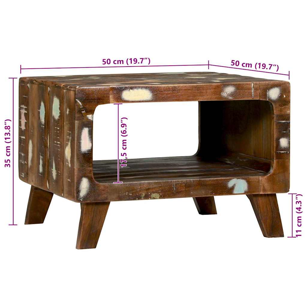 Tavolino da salotto 50 x 50 x 35 cm Legno Recuperato Massello | homemem39