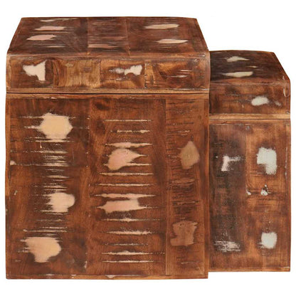 Tavoli da annidamento 2 pcs Marrone Legno Recuperato Massello