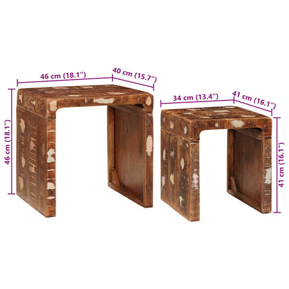 Tavoli da annidamento 2 pcs Marrone Legno Recuperato Massello