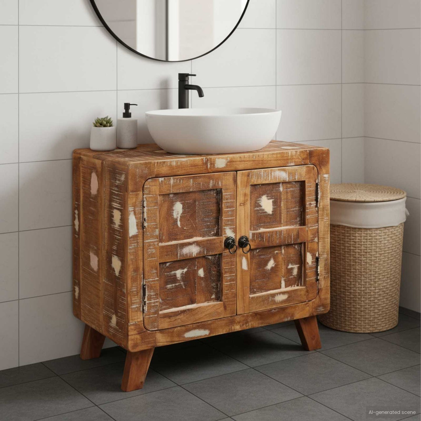 Mobile da Bagno Legno di recupero solido e legno ingegnerizzato | homemem39