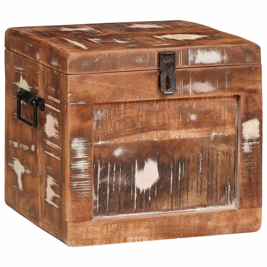 Scatola di Stoccaggio con porta Marrone Legno di mango massello