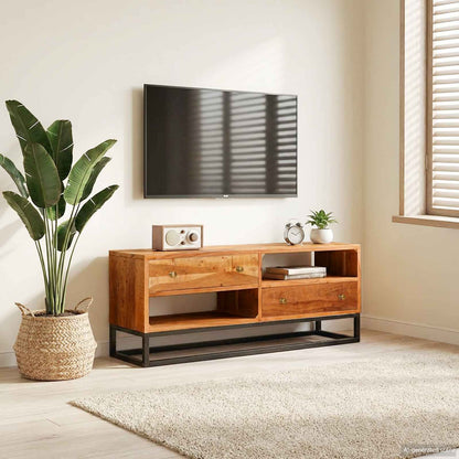 Credenza Beta Naturale 70 x 30 x 75 cm Legno di Acacia Massello