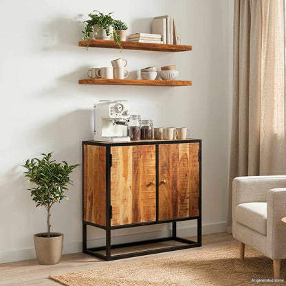 Mobile TV Naturale 110 x 30 x 44 cm Legno di Acacia Massello