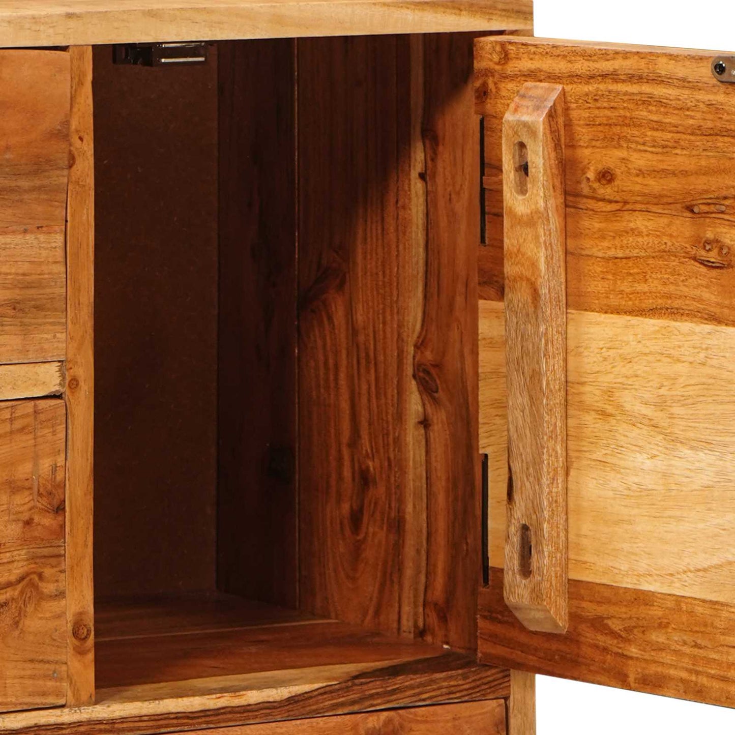 Cassettiera Naturale 55 x 30 x 90 cm Legno di Acacia Massello