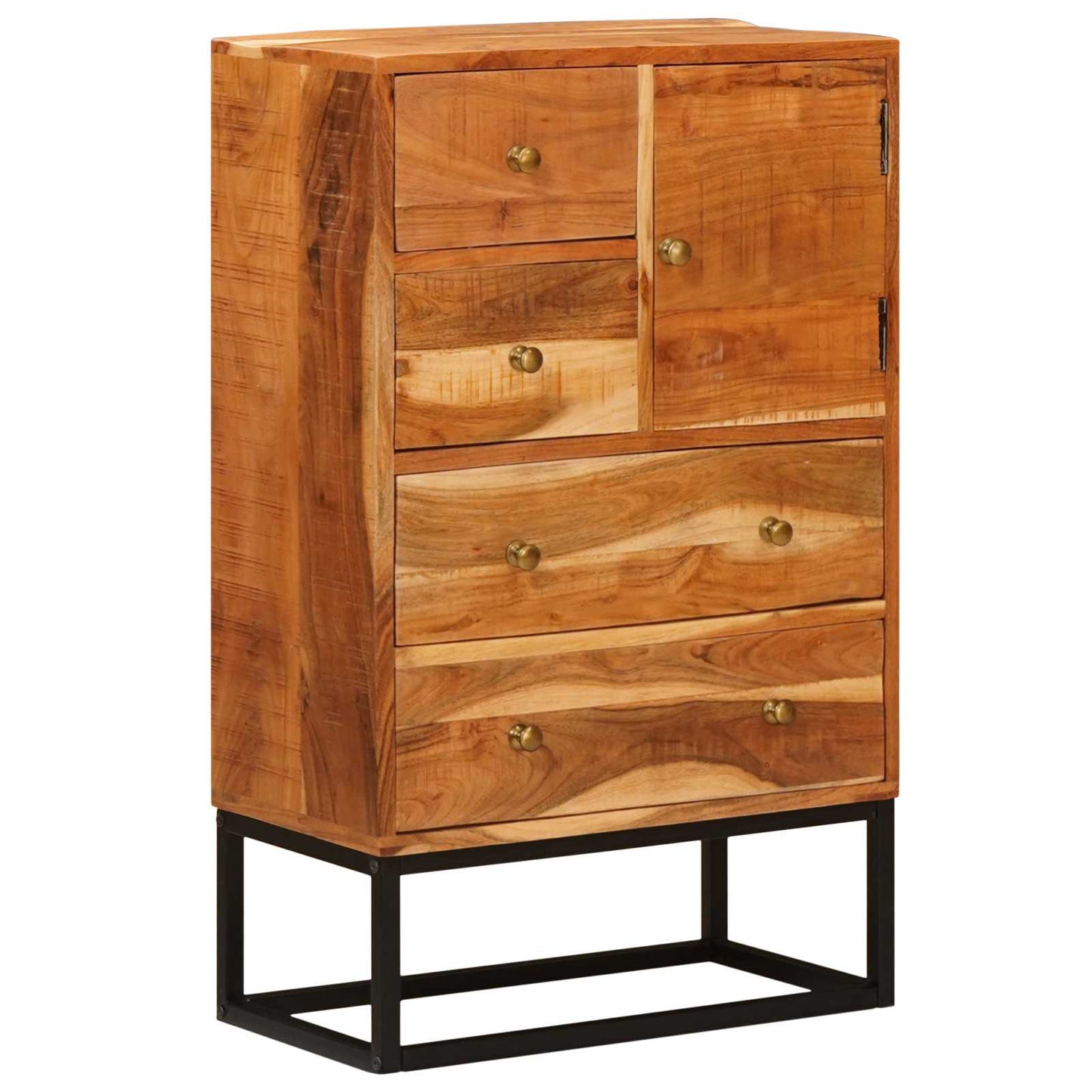 Cassettiera Naturale 55 x 30 x 90 cm Legno di Acacia Massello
