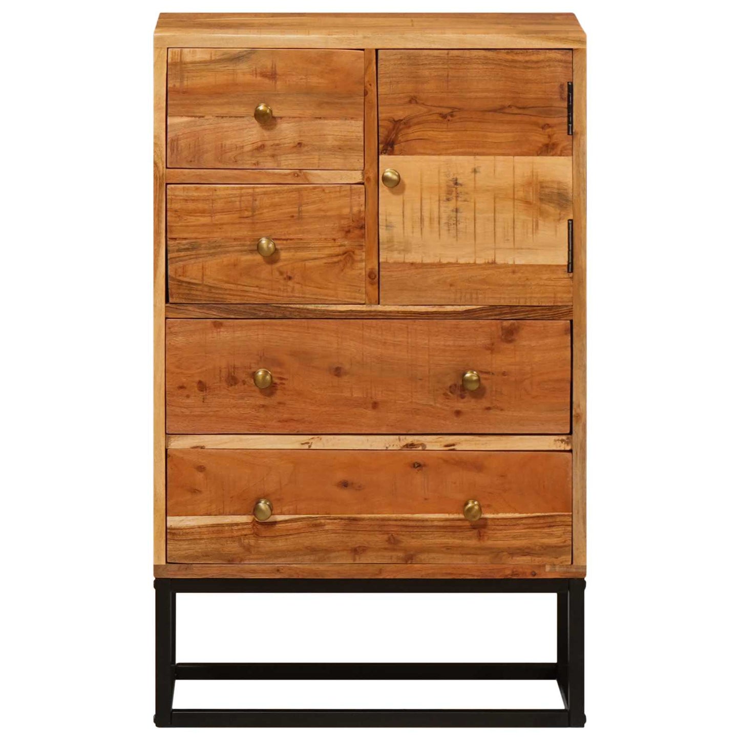 Cassettiera Naturale 55 x 30 x 90 cm Legno di Acacia Massello