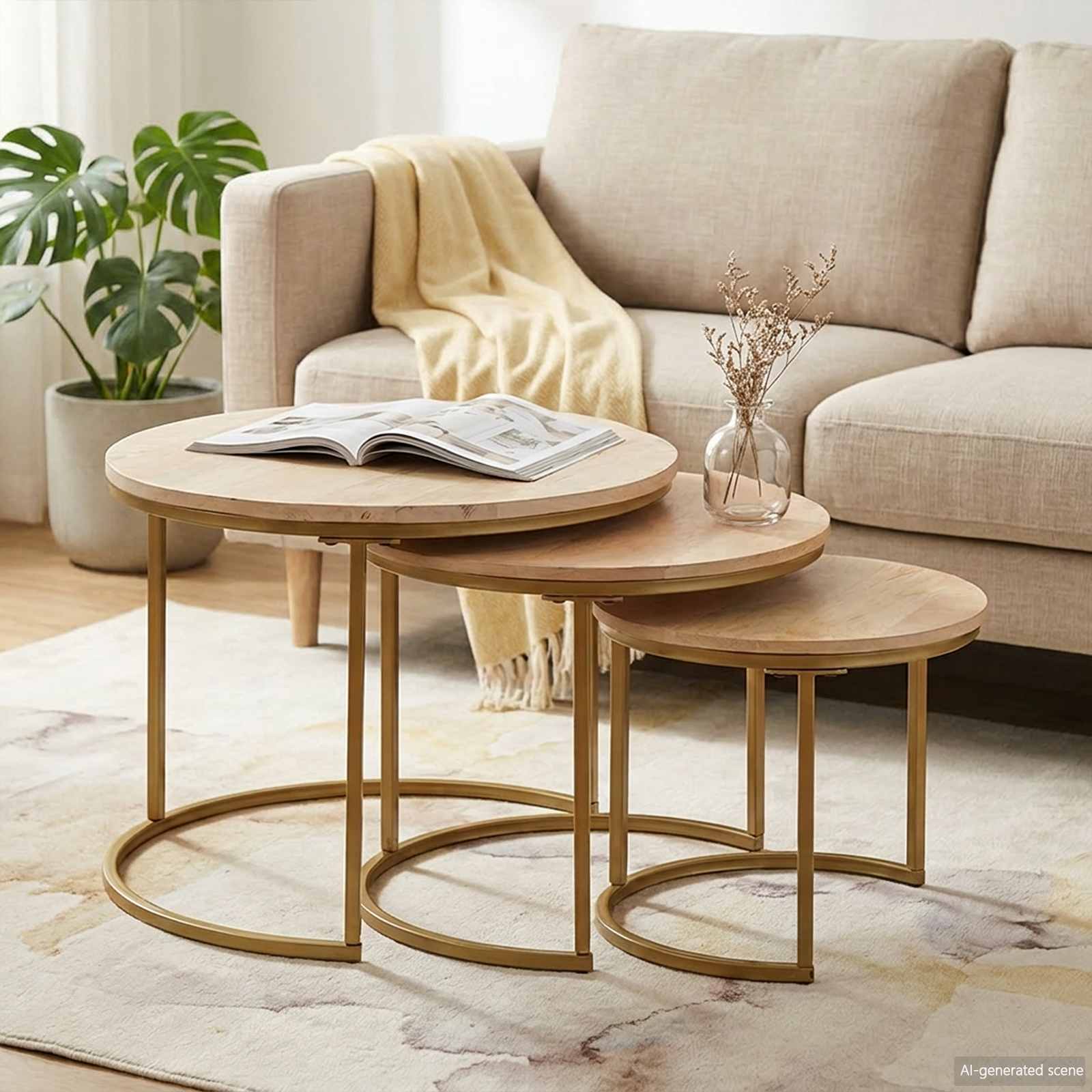 Tavoli da Caffè Nido 3 pcs Legno massello di mango e acciaio | homemem39