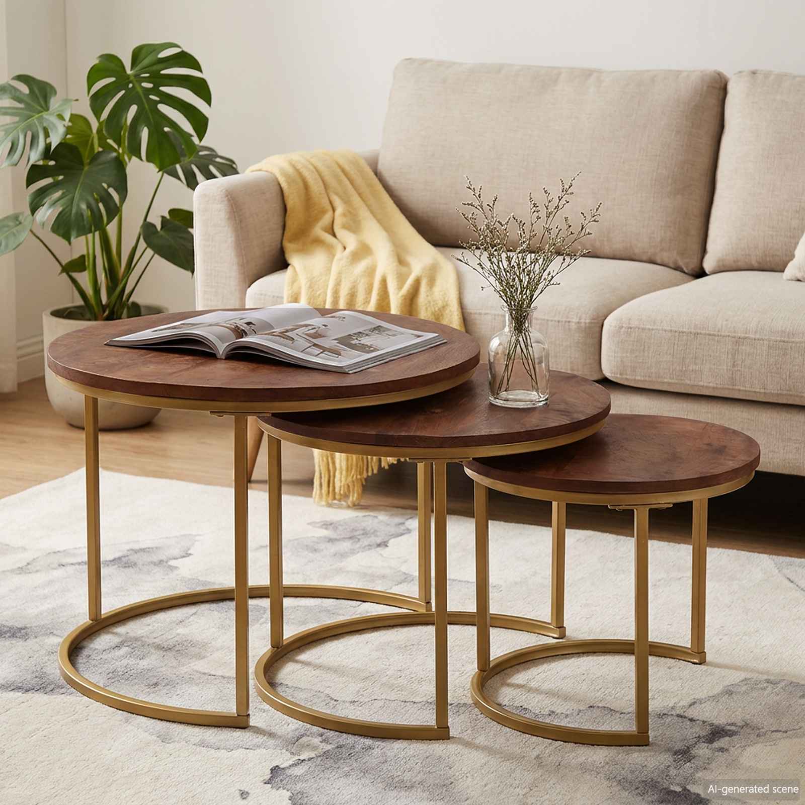 Tavoli da Caffè Nido 3 pcs Legno massello di mango e acciaio | homemem39