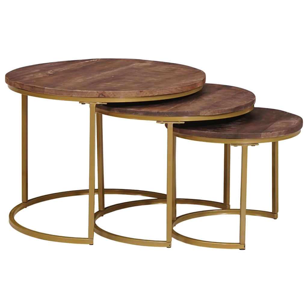 Tavoli da Caffè Nido 3 pcs Legno massello di mango e acciaio | homemem39