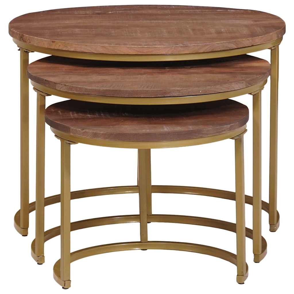 Tavoli da Caffè Nido 3 pcs Legno massello di mango e acciaio | homemem39