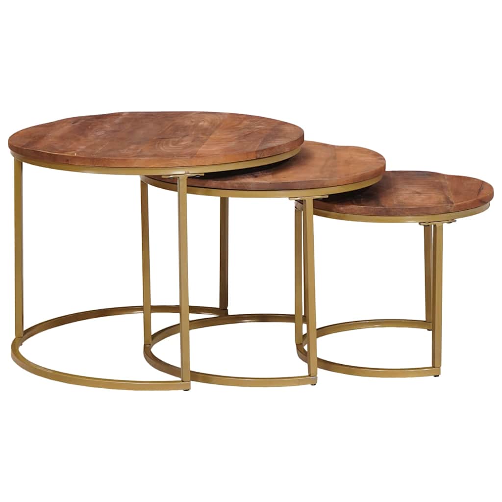 Tavoli da Caffè Nido 3 pcs Legno massello di mango e acciaio | homemem39