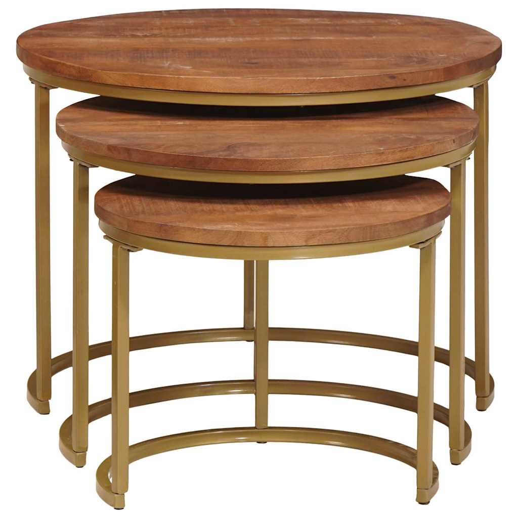 Tavoli da Caffè Nido 3 pcs Legno massello di mango e acciaio | homemem39