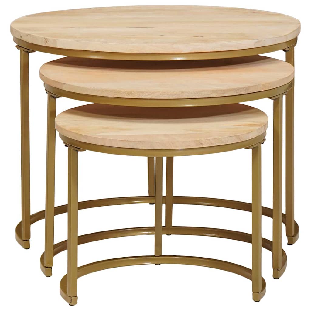 Tavoli da Caffè Nido 3 pcs Legno massello di mango e acciaio | homemem39