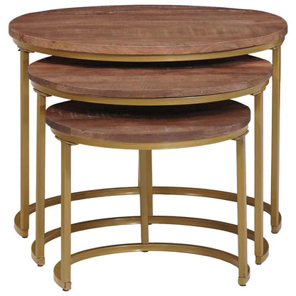 Tavoli da Caffè Nido 3 pcs Legno massello di mango e acciaio | homemem39