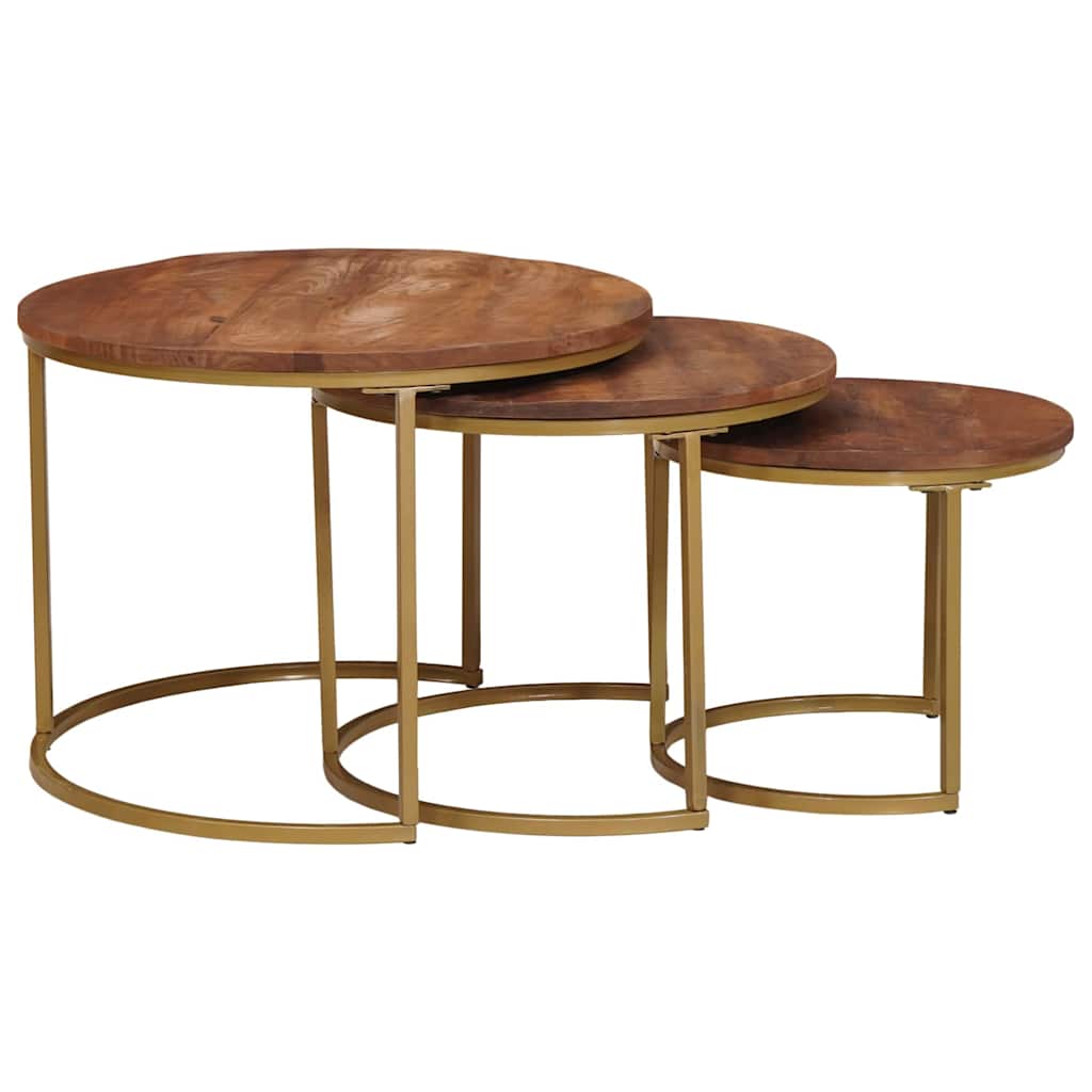 Tavoli da Caffè Nido 3 pcs Legno massello di mango e acciaio | homemem39