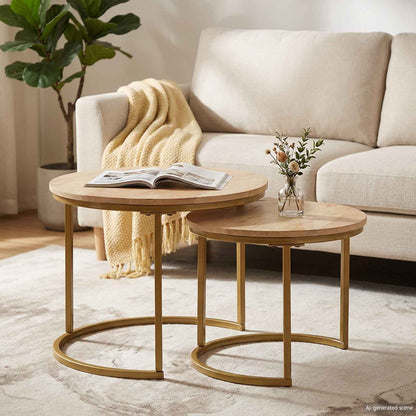 Tavoli da Caffè Nido 2 pcs Legno massello di mango e acciaio | homemem39