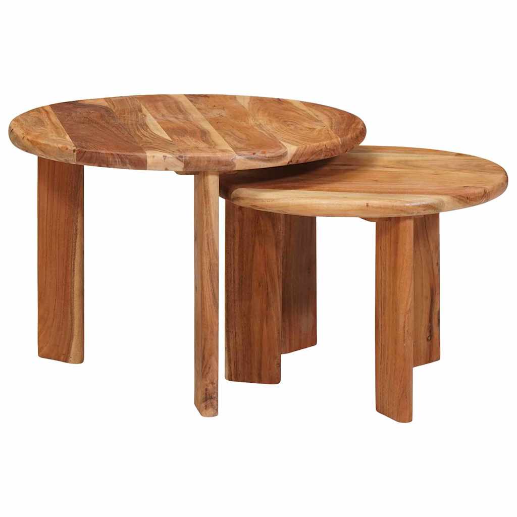 Tavoli da Caffè Nido 2 pcs Marrone Legno di Acacia Massello | homemem39