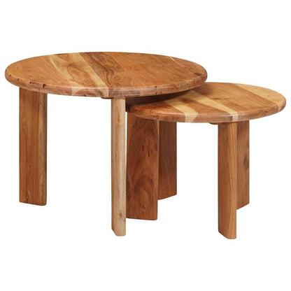 Tavoli da Caffè Nido 2 pcs Marrone Legno di Acacia Massello | homemem39