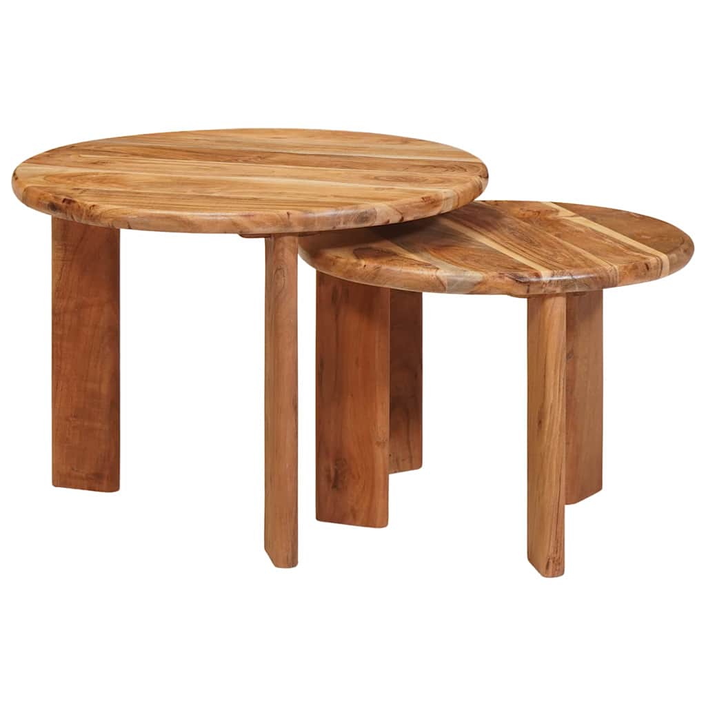 Tavoli da Caffè Nido 2 pcs Marrone Legno di Acacia Massello | homemem39