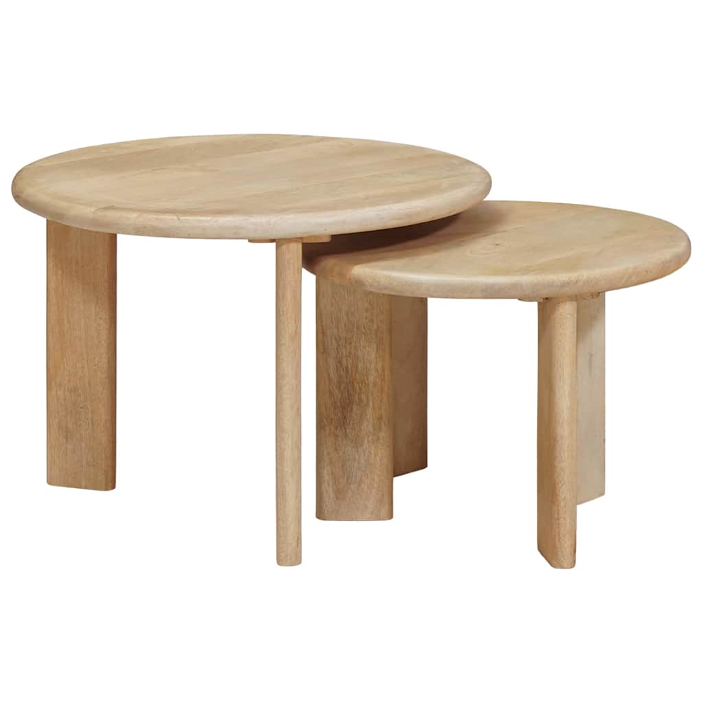 Tavoli da Caffè Nido 2 pcs Nero Legno di mango massello | homemem39
